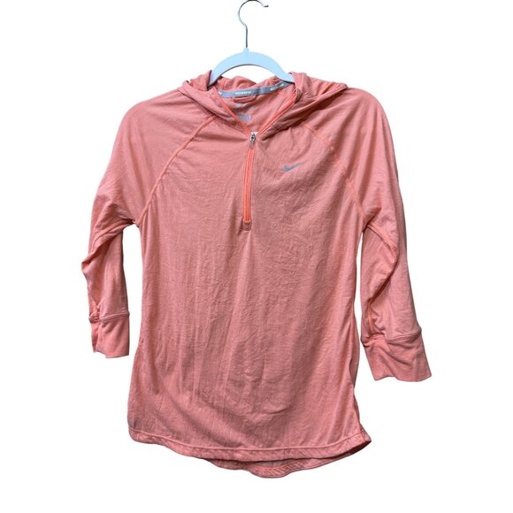 Nike Womens Dri-FIT Running Hoodie Medium Coral - Picture 1 of 4